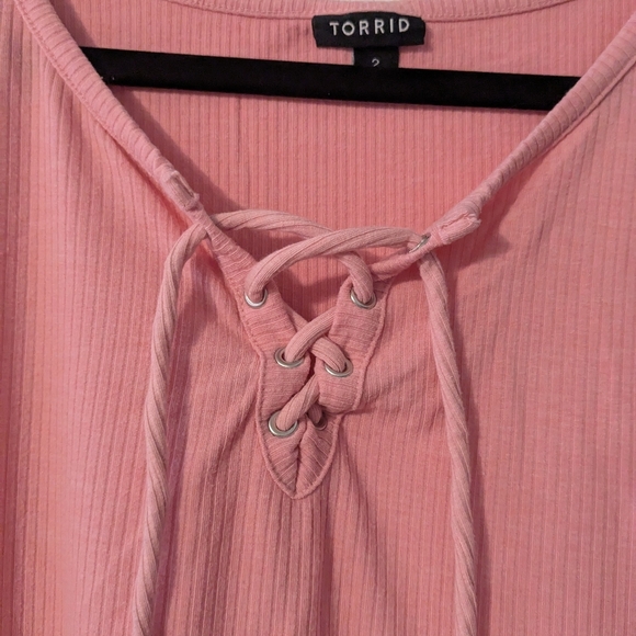 Torrid Pink Ribbed Tank Top Size 2 (18/20) - Picture 4 of 5